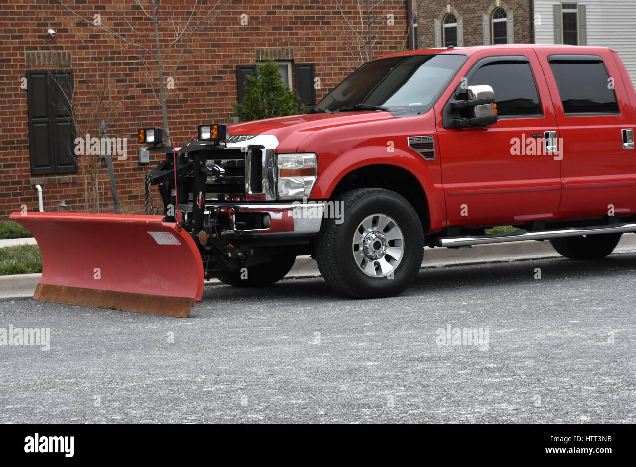 Snow plow preparation Stock Photo Alamy