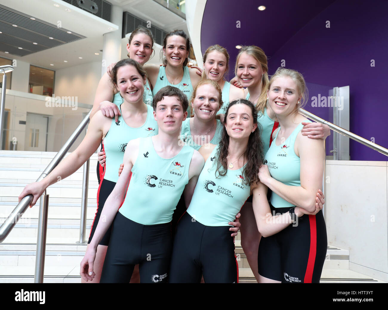 The Cambridge Women pose during the 2017 Boat Race Crew Announcement at the Francis Crick