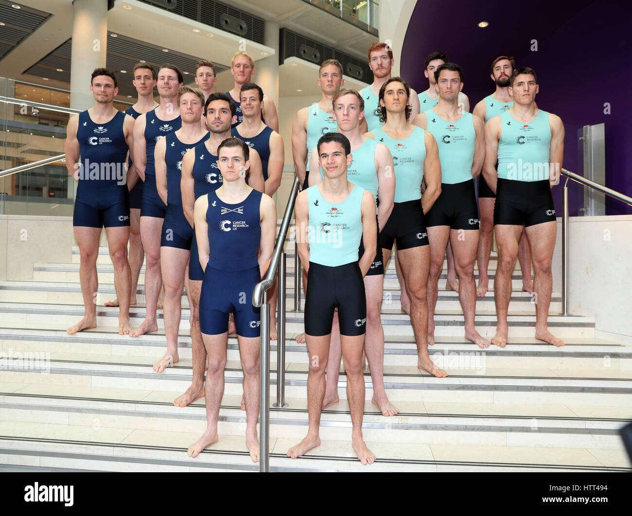 Oxford and Cambridge Men during the 2017 Boat Race Crew Announcement at the Francis Crick