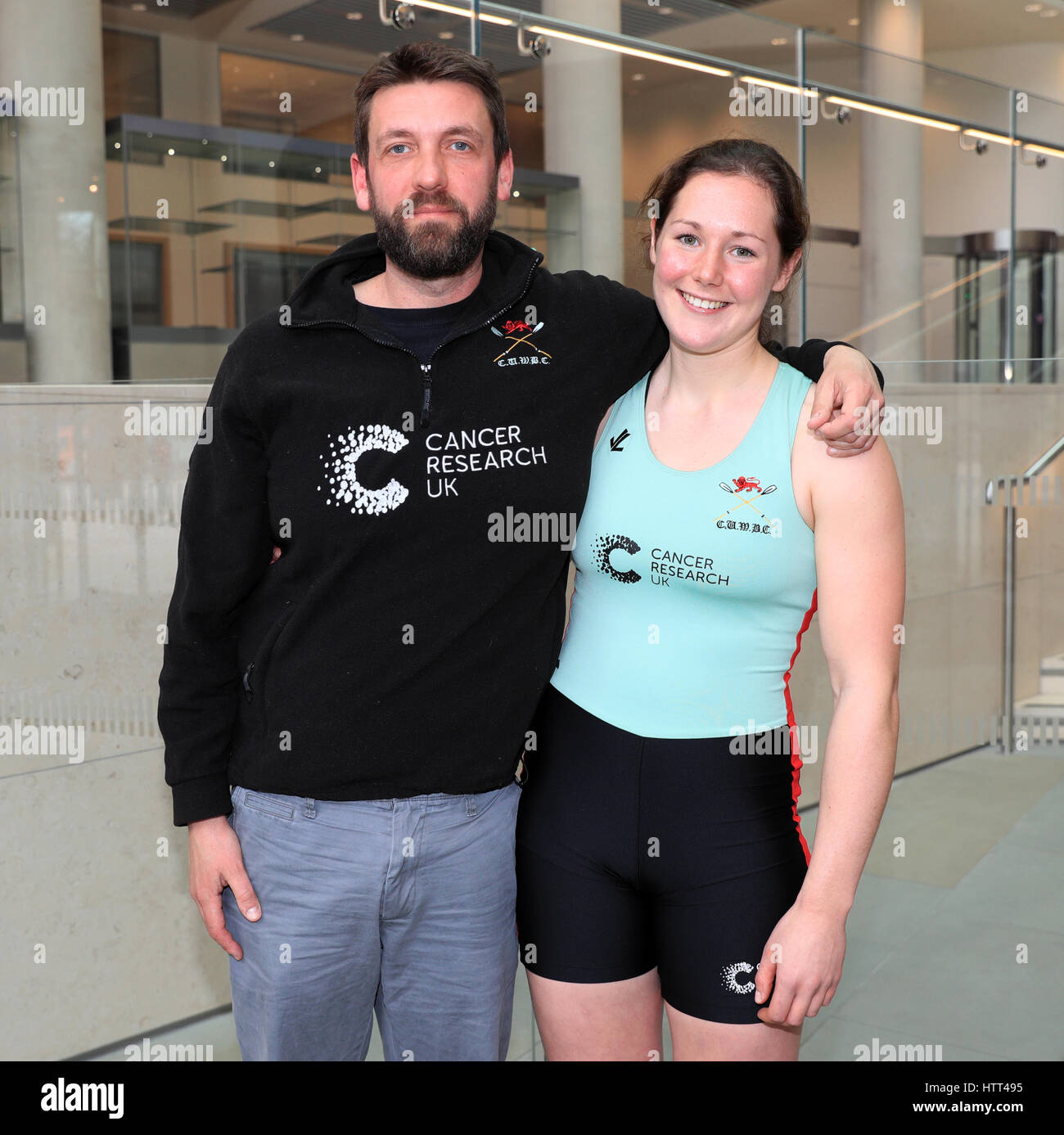 Cambridge Head Coach Rob Baker and Melissa Wilson during the 2017 Boat Race Crew Announcement at
