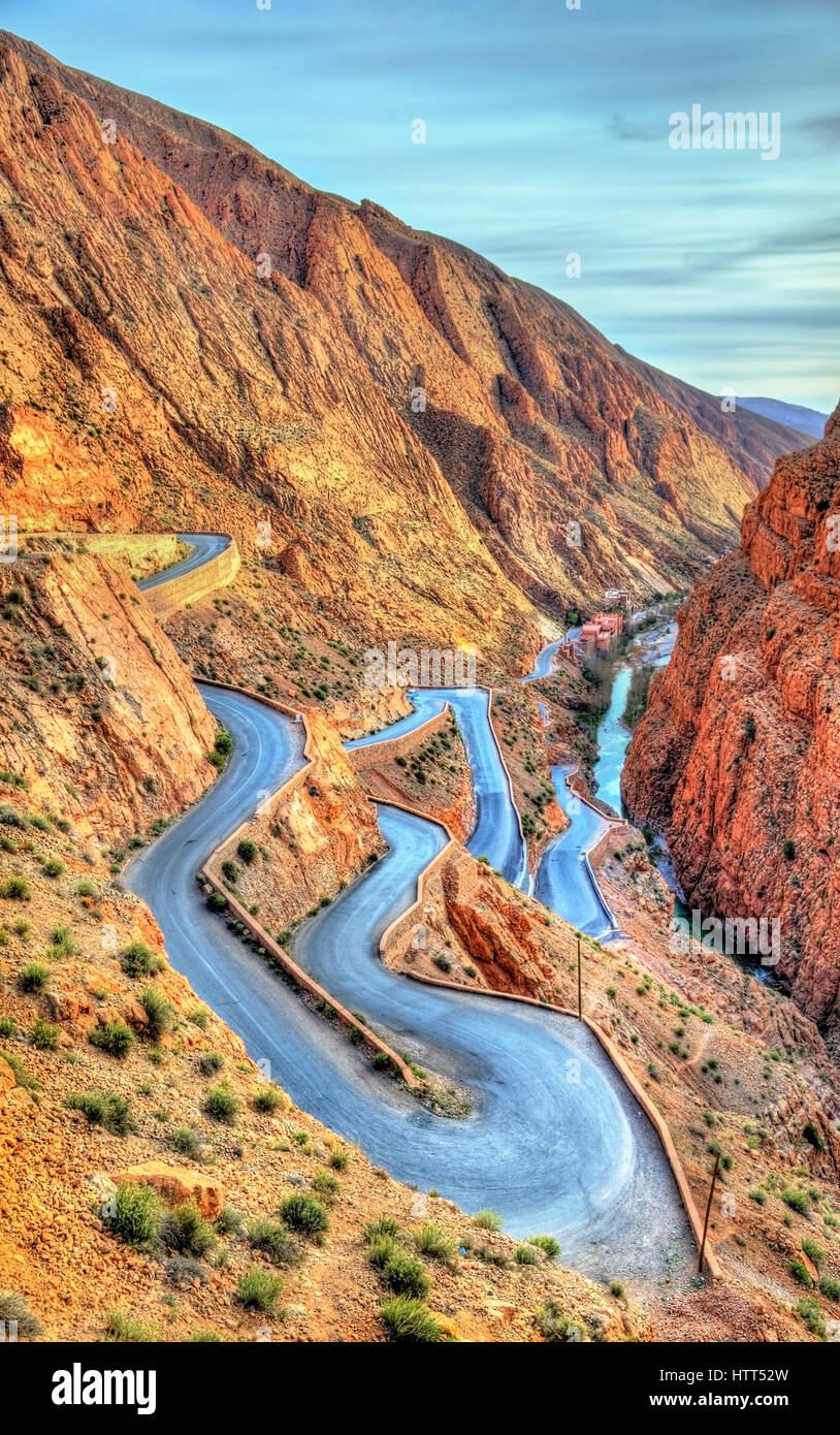 Winding road at the Dades Gorges in Morocco Stock Photo