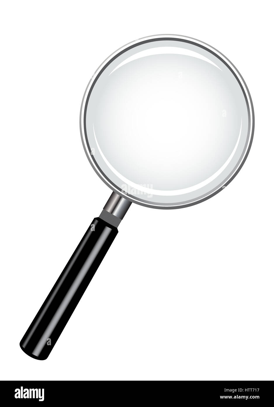 A realistic magnifying glass design isolated on a white background