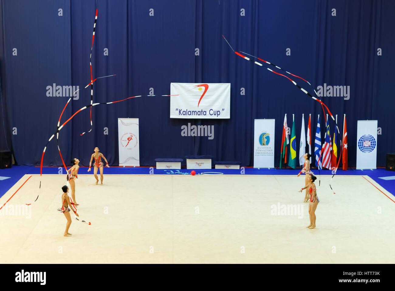 Kalamata, Greece. 24th Apr, 2016. National team ribbon performers at ...