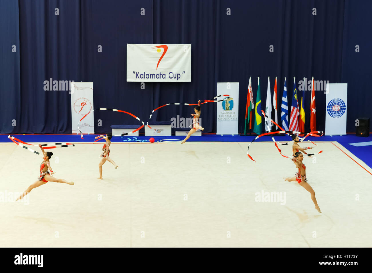 Kalamata, Greece. 24th Apr, 2016. National team ribbon performers at ...