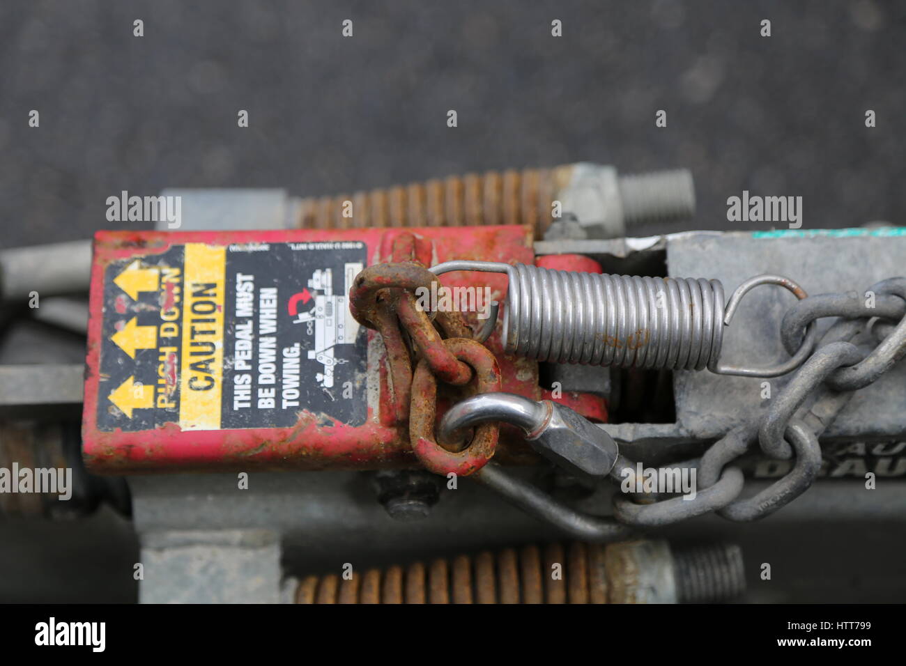Closeup rusty details tow connector safety chain Stock Photo Alamy
