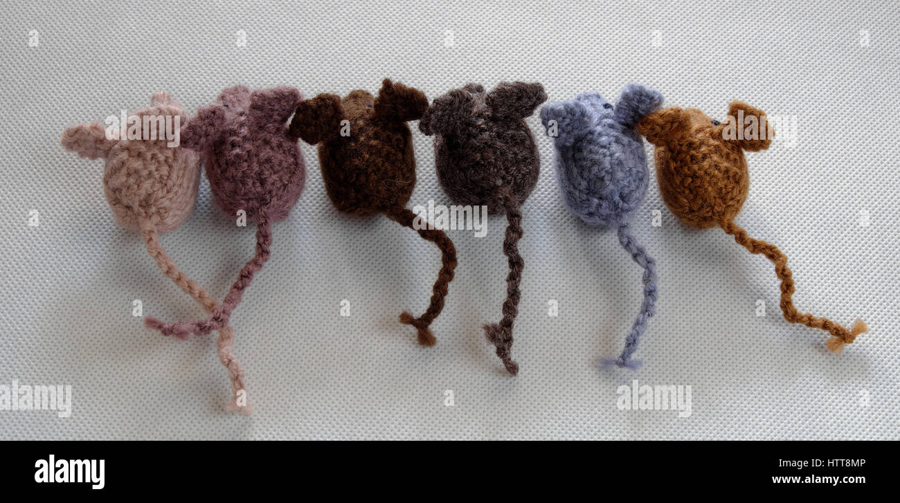 Funny concept from handmade product, group of tiny mice eat rice