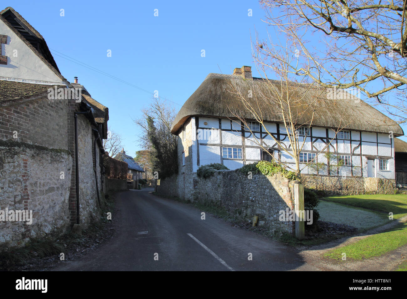 thatched in the west sussex village of amberley Stock Photo Alamy