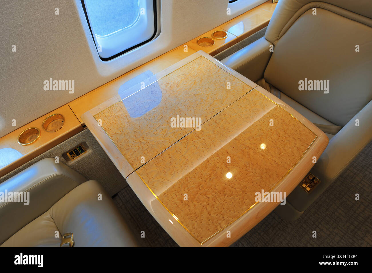 Interior shot of a Bombardier Challenger CL604, twin engine business jet Stock Photo