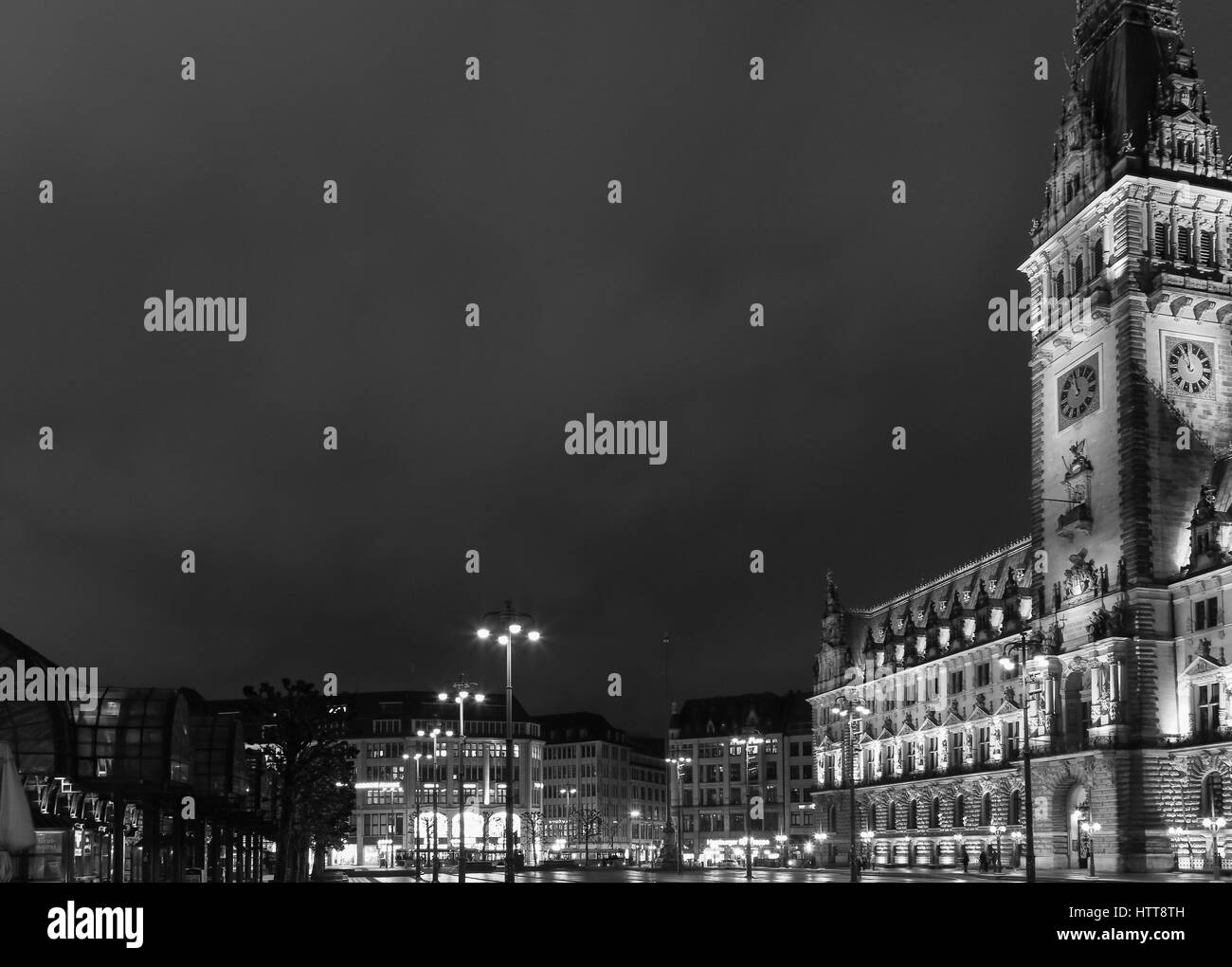 City hall building illuminated Black and White Stock Photos & Images ...