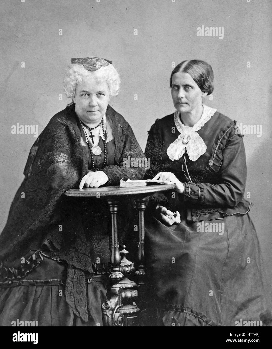 ELIZABETH CADY STANTON at left with fellow American social reformer Susan B. Anthony about 1870 Stock Photo
