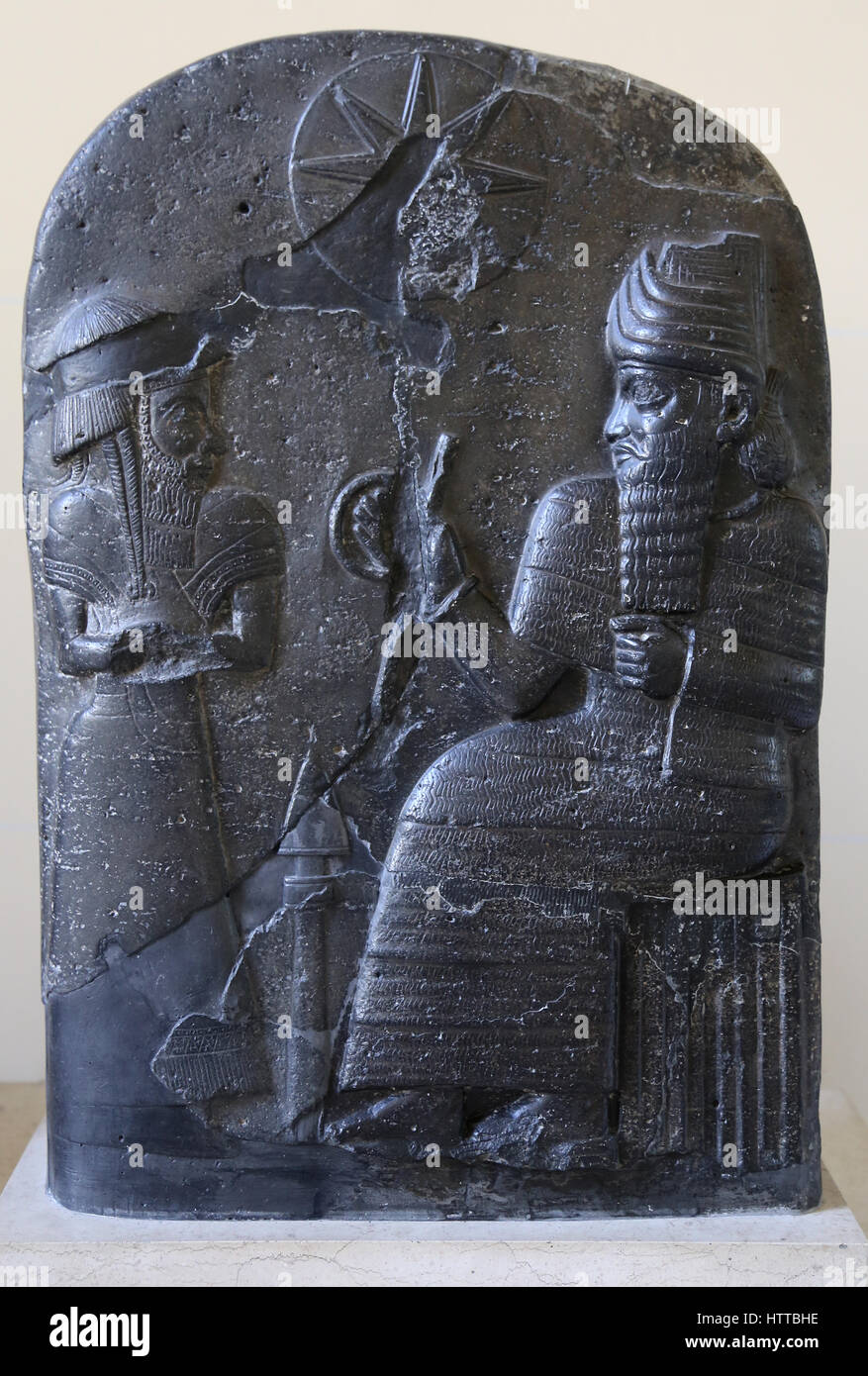 Babylonian stele usurped by Elamite King. Basalt. 12th century BC. From Susa. Mesopotamia. Iraq. Louvre Museum. Stock Photo