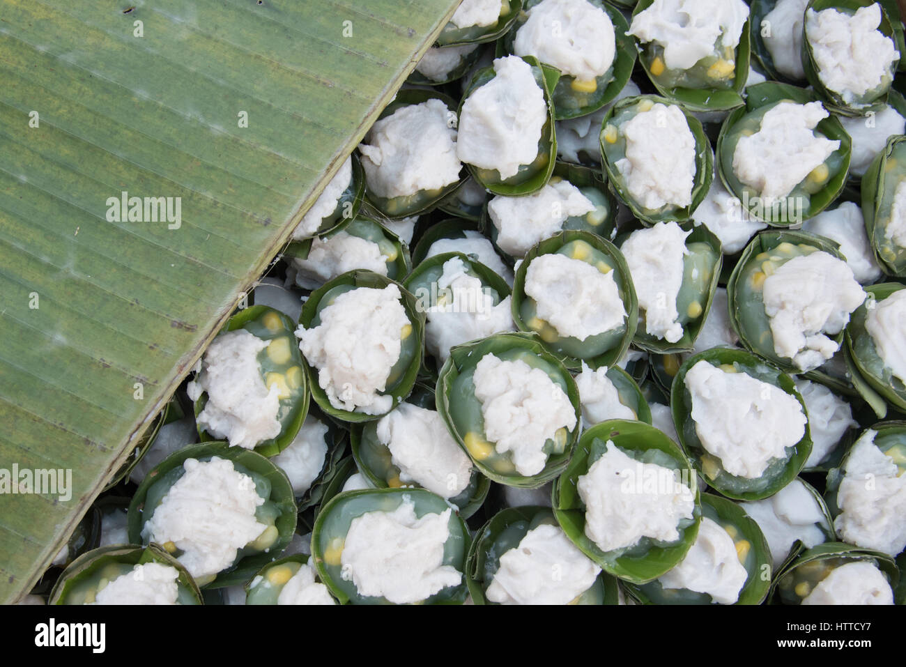 Thai dessert name Kanom Tako Thai dessert sweet pudding with Coconut