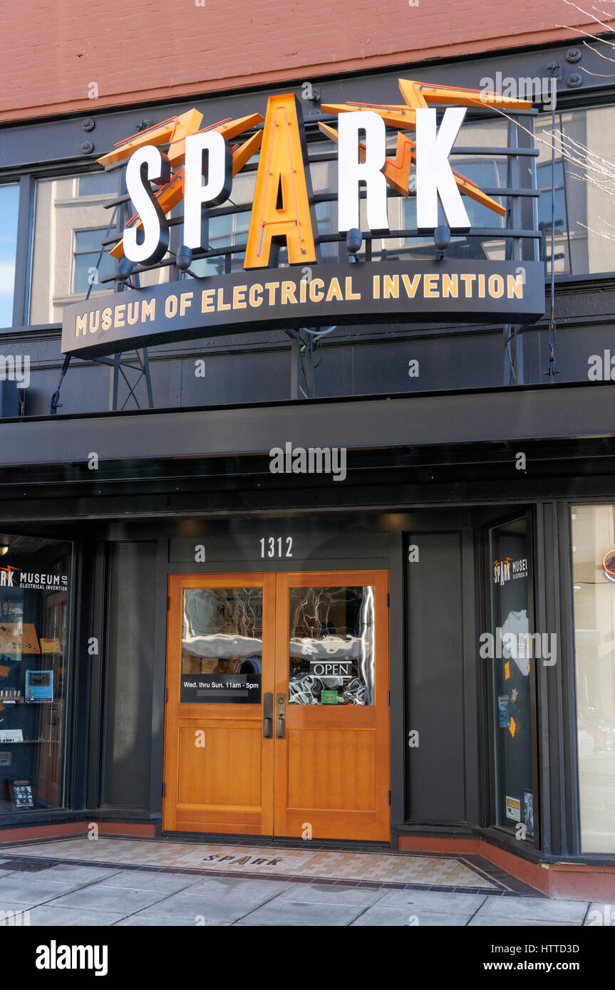 Spark Museum of Electrical Invention in downtown Bellingham, Washington state, USA Stock Photo
