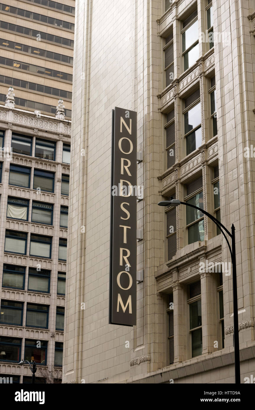 Nordstrom Downtown Seattle department store sign in Seattle, Washington