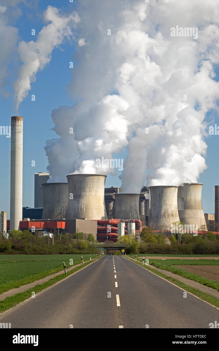 Lignite-fired power plant Niederaussem, operated by RWE, Bergheim, Rhineland, North Rhine-Westphalia , Germany, Europe Stock Photo