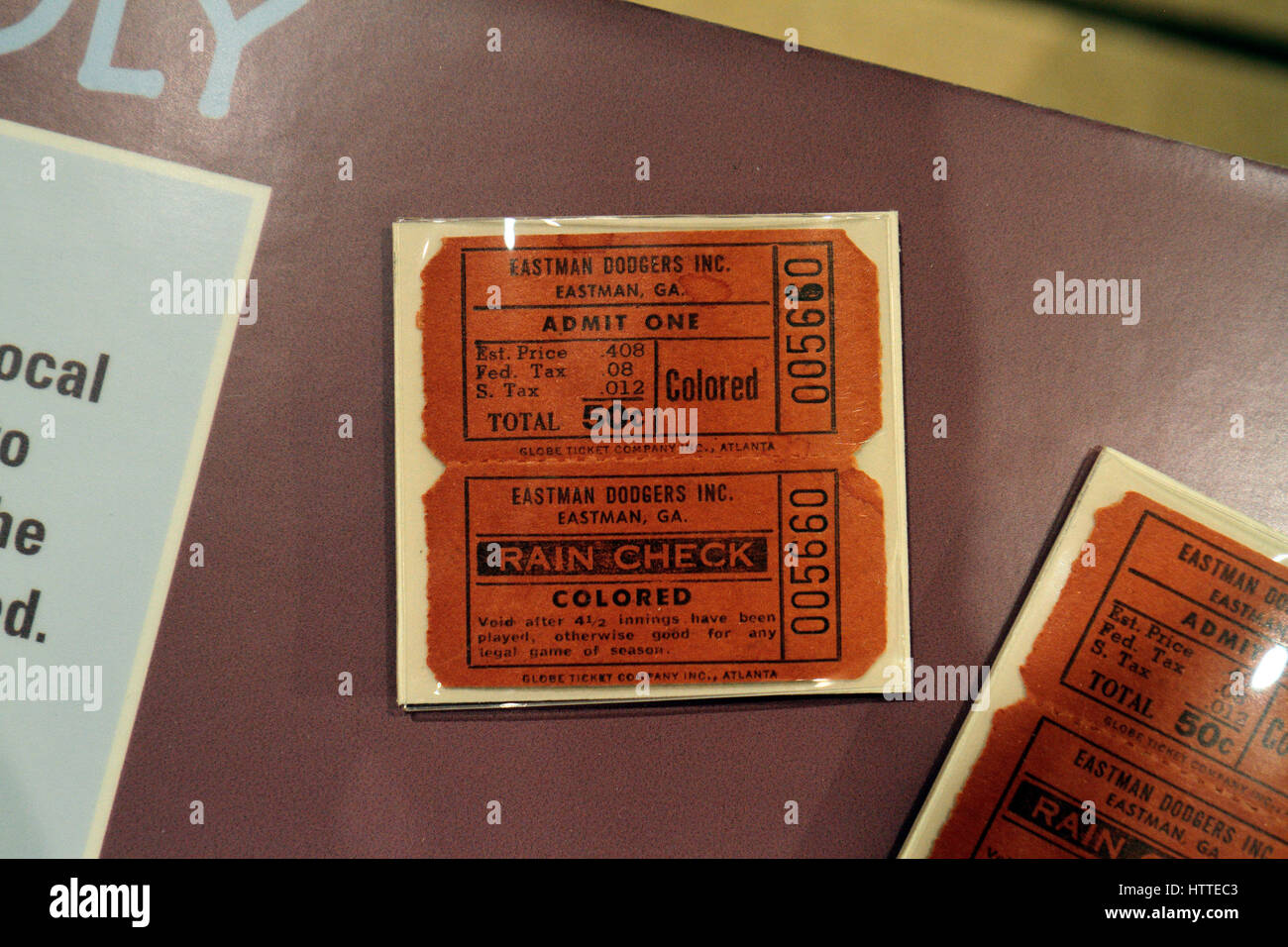 A typical segregated baseball game day ticket from 1953, National