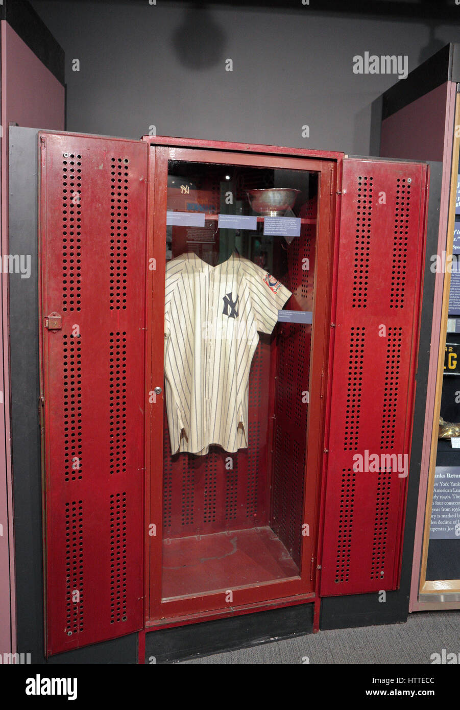 New York Yankees jersey worn by Lou Gehrig in his final season, 1939, in a  locker, National Baseball Hall of Fame & Museum, Cooperstown, USA Stock  Photo - Alamy