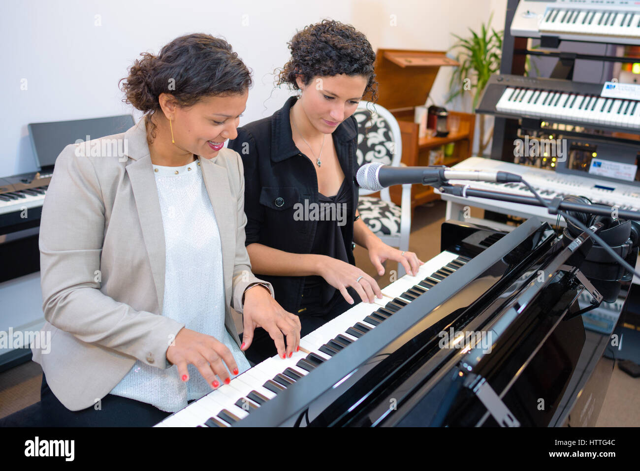 during keyboards lesson Stock Photo Alamy