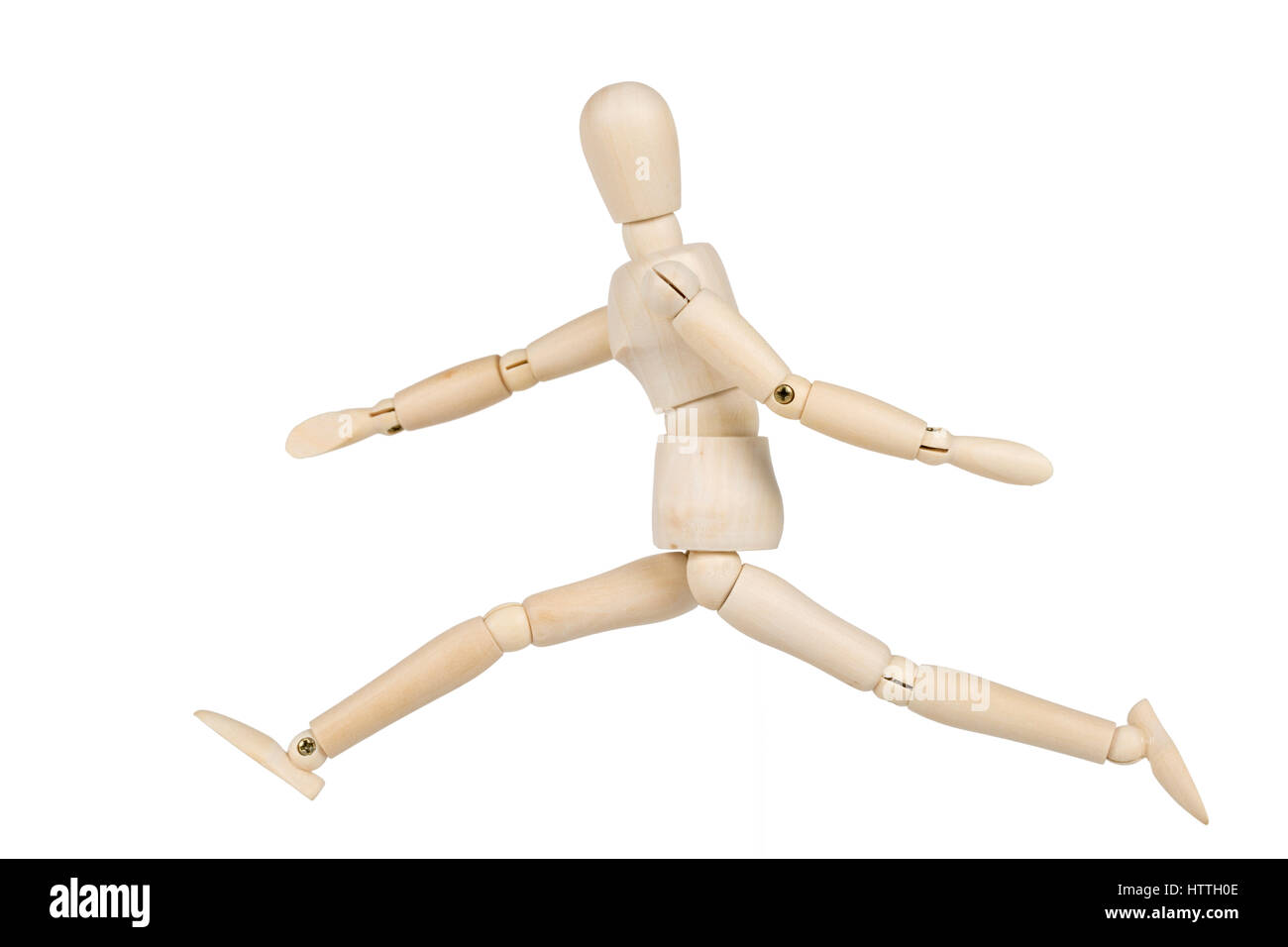 Wooden Running Mannequin Isolated On White High-Res Stock Photo - Getty  Images