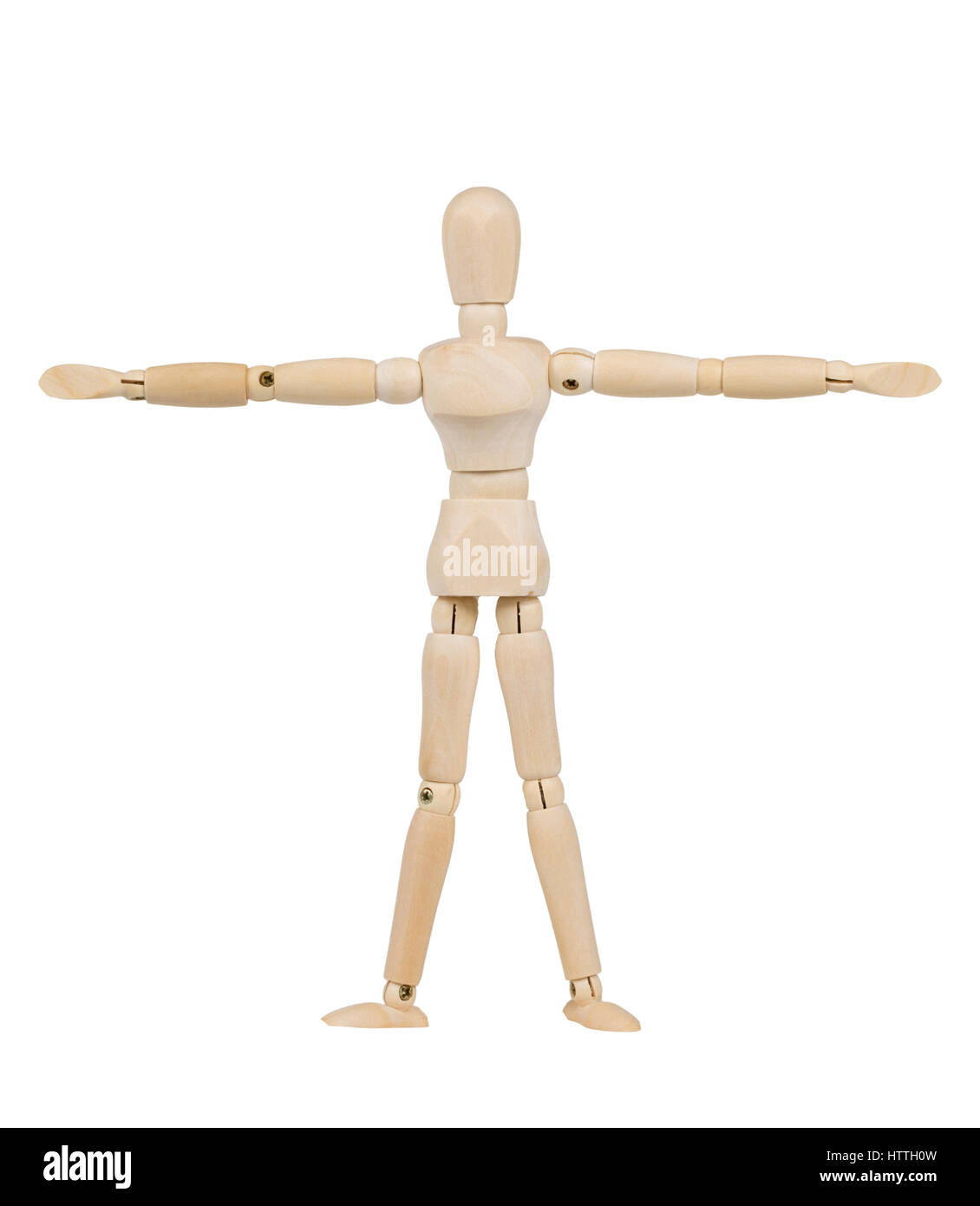 wooden figure stretched out his hands Stock Photo