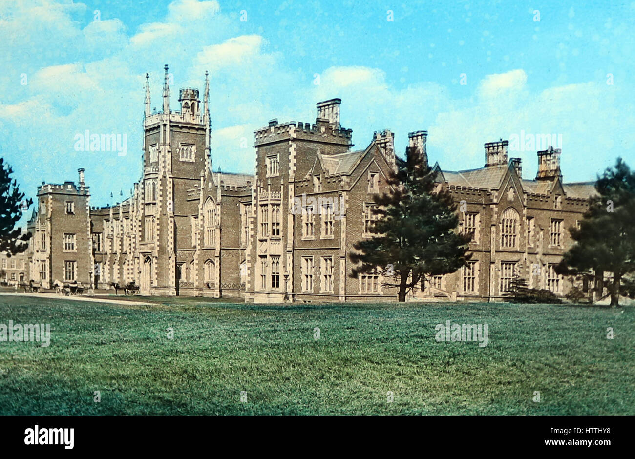 Queen's College, Belfast, Ireland - hand coloured photo - Victorian period Stock Photo