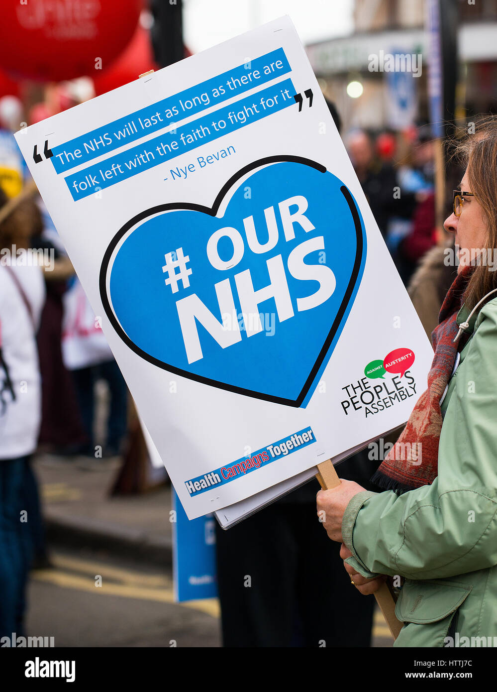 # OUR NHS rally - Thousands turn out for the national demonstration in London, to defend the NHS against government cuts, closures and privatisation. Stock Photo