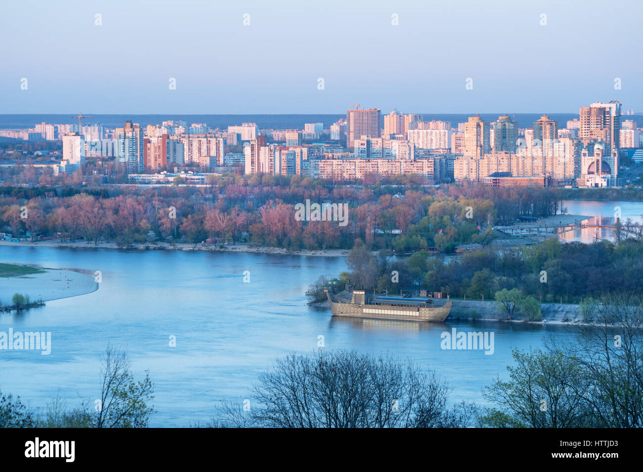 Panoramic view of Expo center and Left bank districts, Kiev, Ukraine Stock Photo
