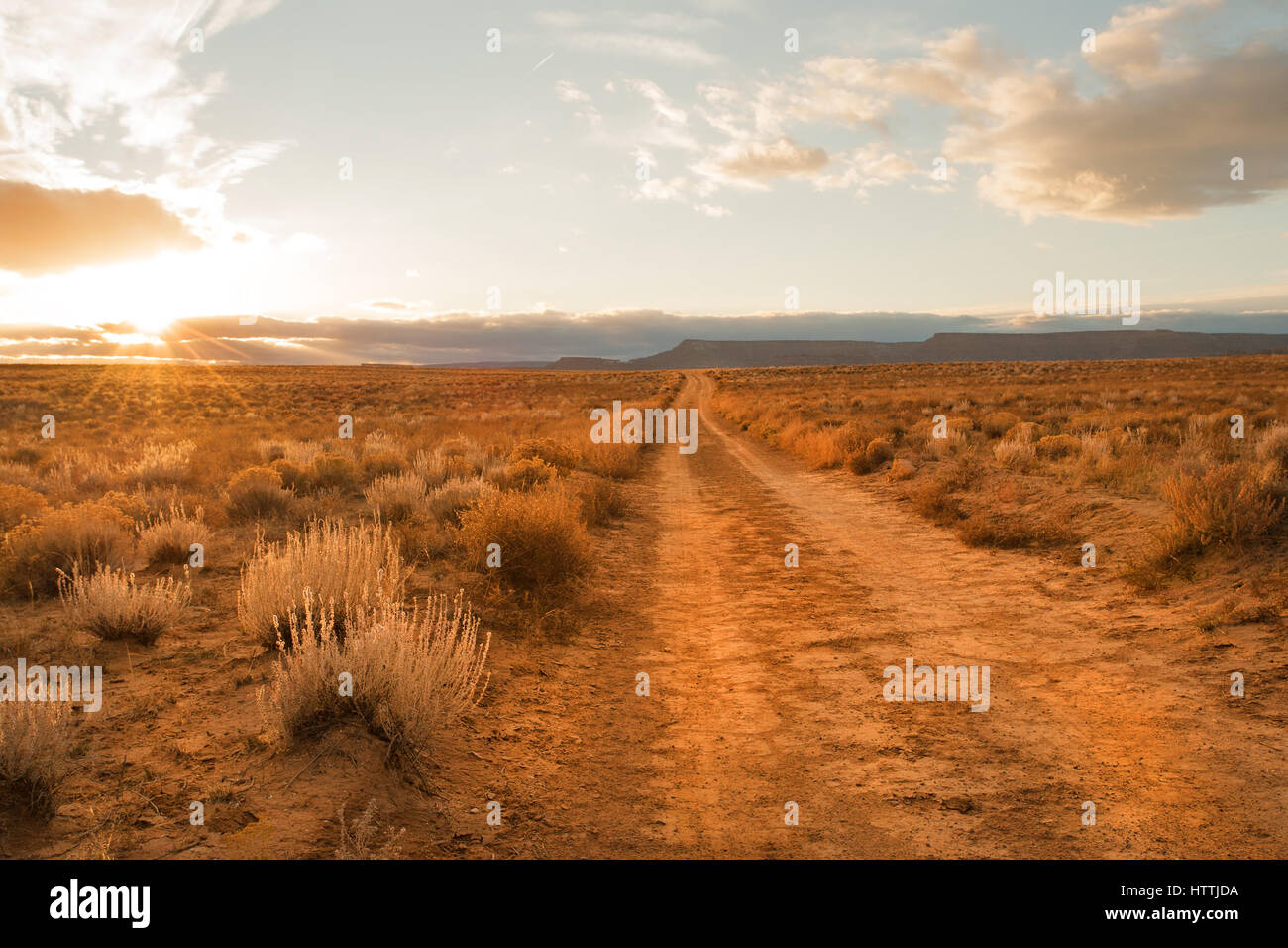 Driving unpaved road in Grand Staircase Escalante National monument, Utah Stock Photo