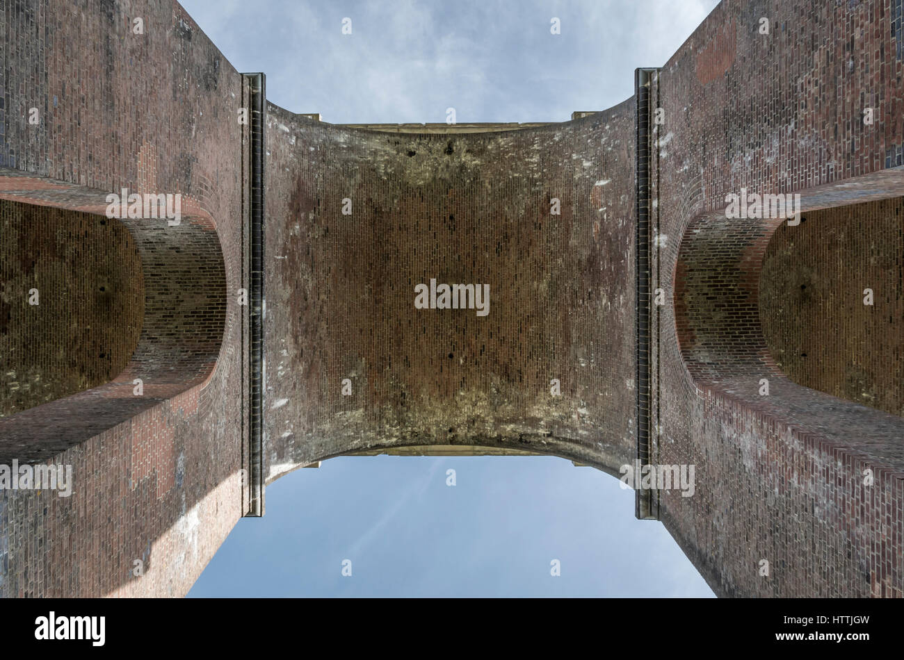 Looking upwards from underneath Ouse Valley (Balcombe) Viaduct, West Sussex, UK Stock Photo