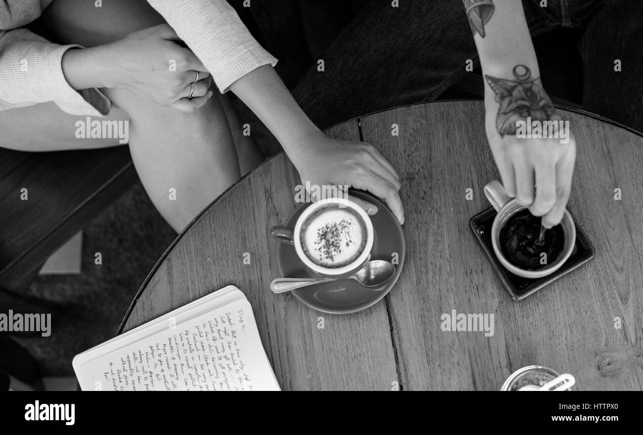 Group of friends drinking coffee Black and White Stock Photos & Images Alamy