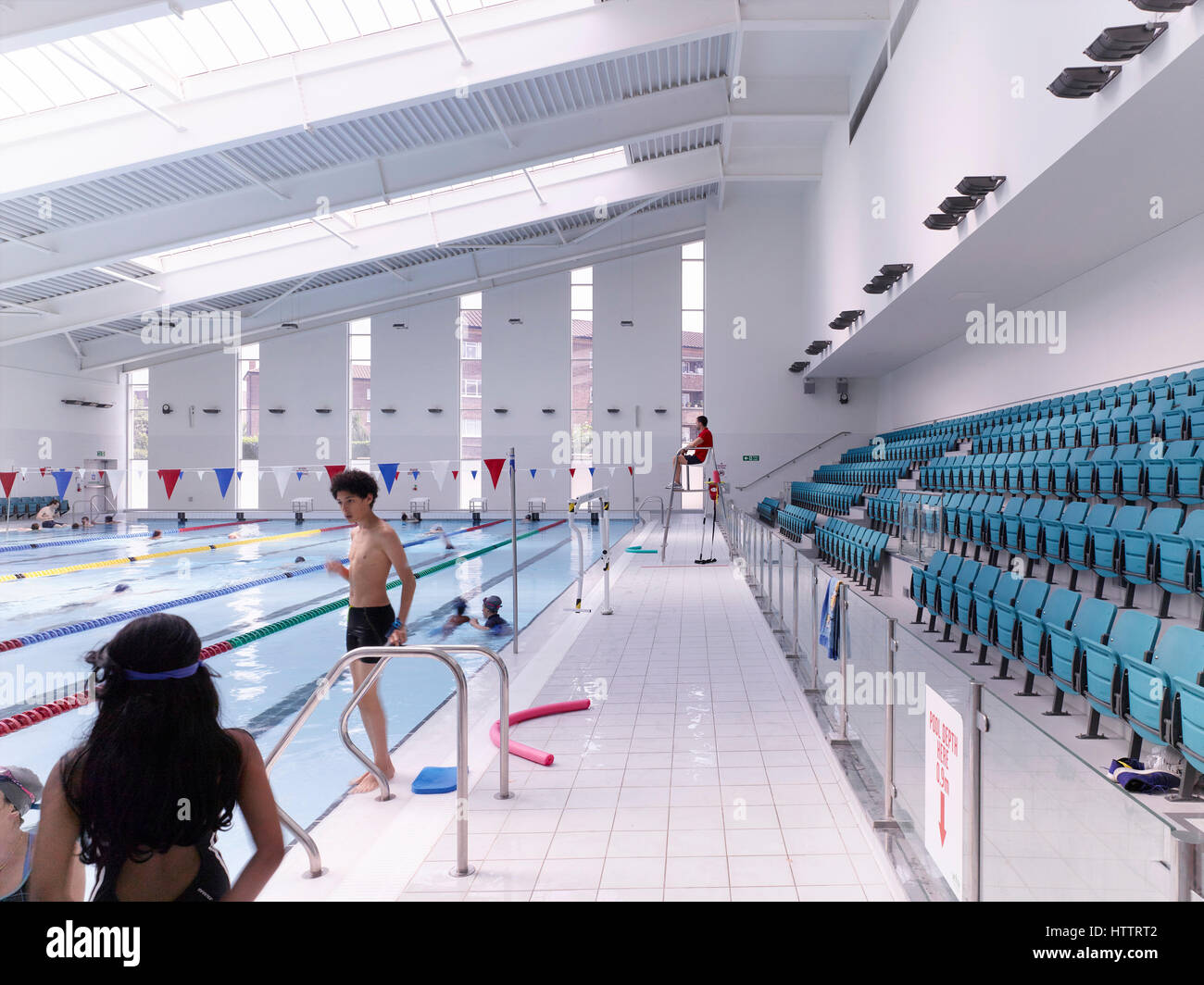 Swimming pool in use. Kensington Aldridge Academy, London, United