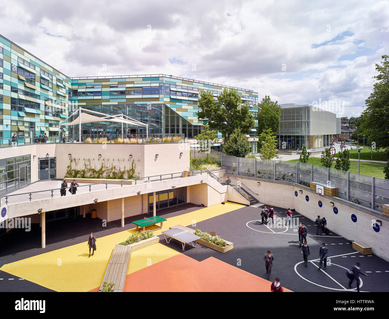 Break time looking over the play area and terraces. Kensington Aldridge