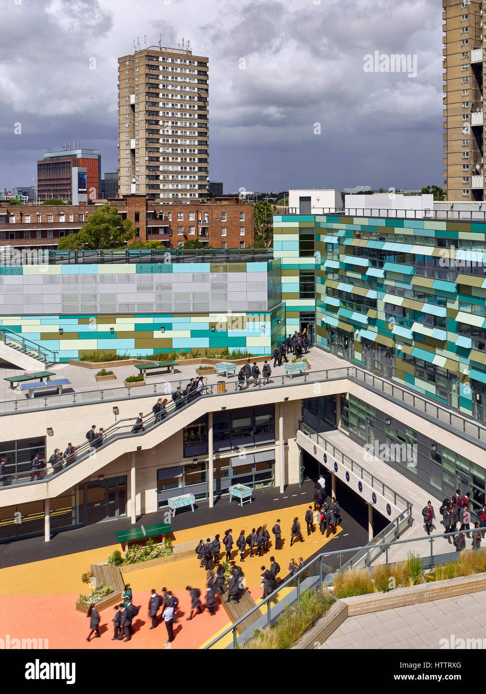 Break time looking over the play area and terraces. Kensington Aldridge