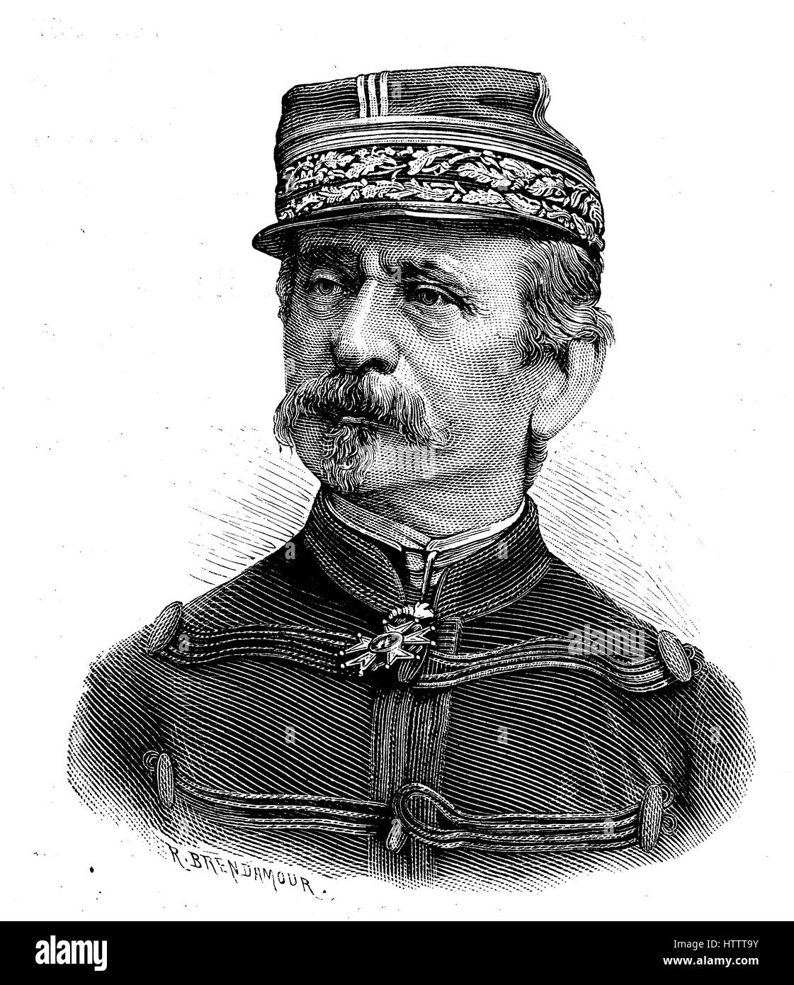 Military people in the Franco-Prussian War 1870 - 1871, Jean-Joseph Frederic Albert Farre, 15 May 1816 - 24 March 1887, was a French general and statesman, reproduction of a woodcut from 1882, digital improved Stock Photo