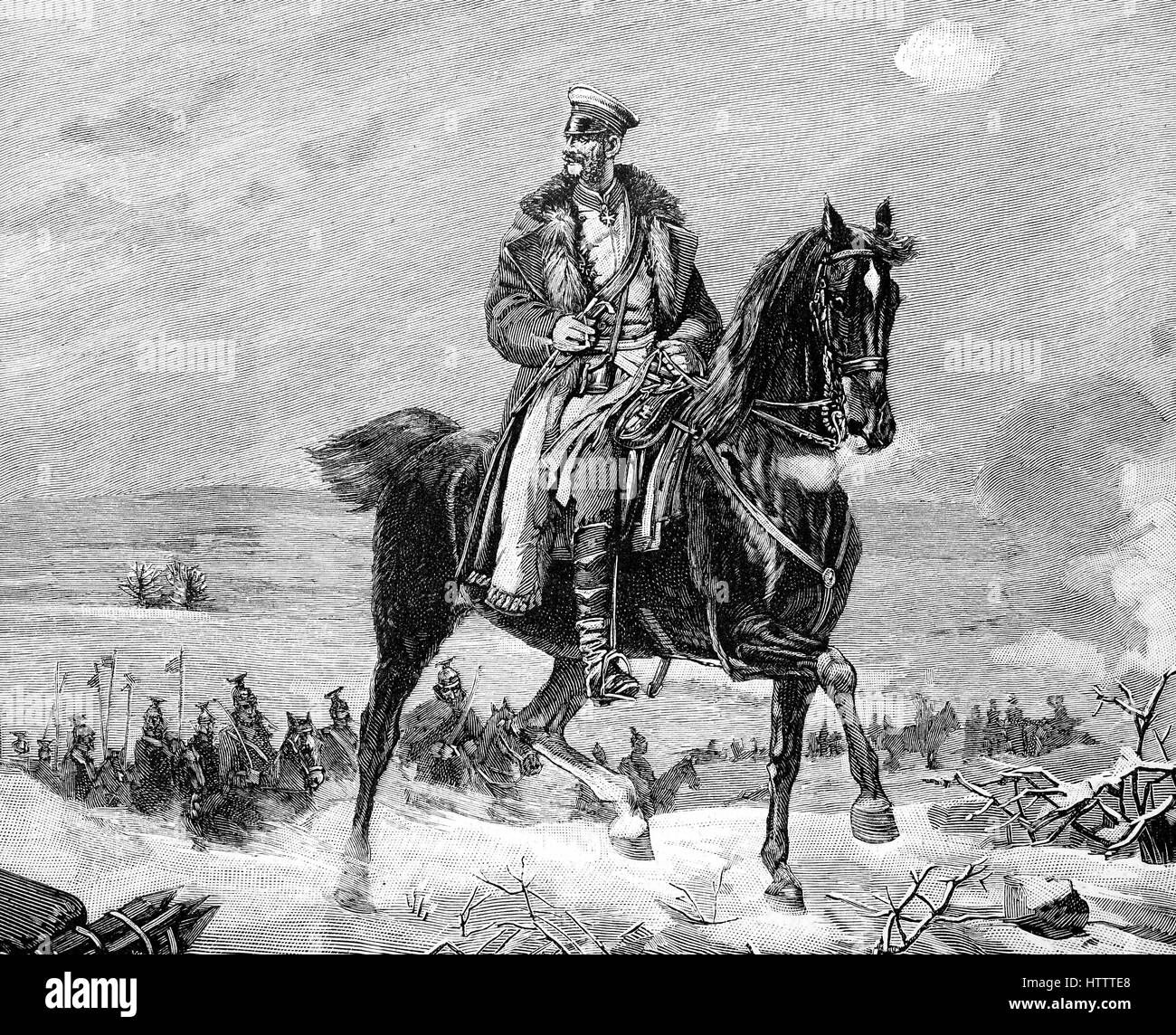 Military people in the Franco-Prussian War 1870 - 1871, Prince Albert of Prussia, Frederick Henry Albert,  Friedrich Heinrich Albrecht; 4 October 1809 - 14 October 1872, was a Prussian colonel general, reproduction of a woodcut from 1882, digital improved Stock Photo