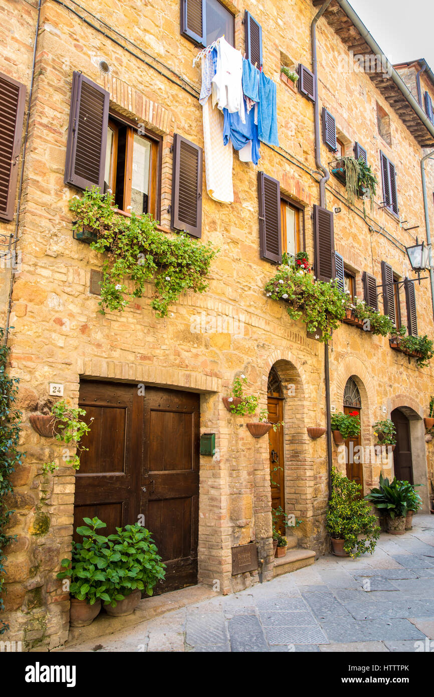 The town of Pienza,  Orcia Valley, Siena district, Tuscany, Italy Stock Photo