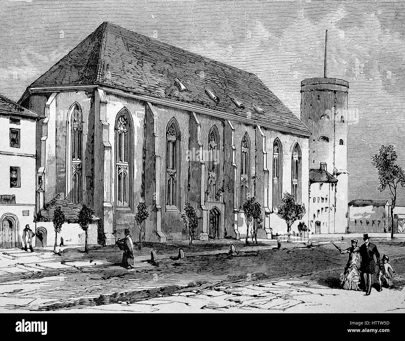 The castle church in Wittenberg, Germany, reproduction of a woodcut