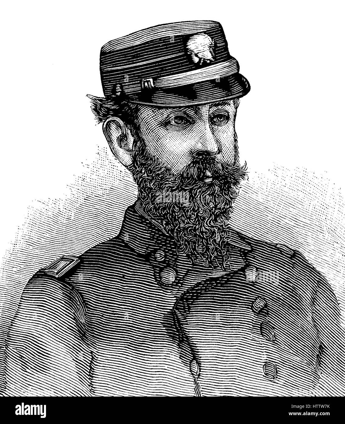 Captain W.G. Schley was sent to commemorate the rescue of Greely and his comrades, who were on the North Pole North Pole expedition, in 1881, reproduction of a woodcut from 1882, digital improved Stock Photo