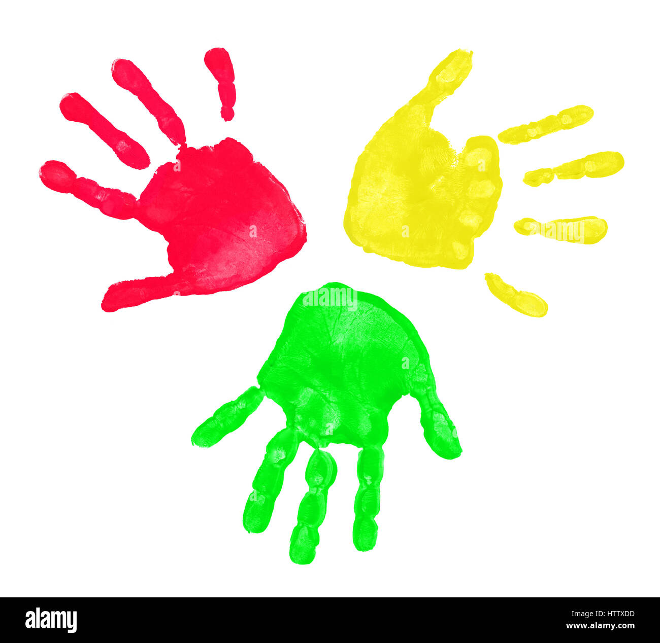 Set of colorful hand prints isolated on white background Stock Photo ...