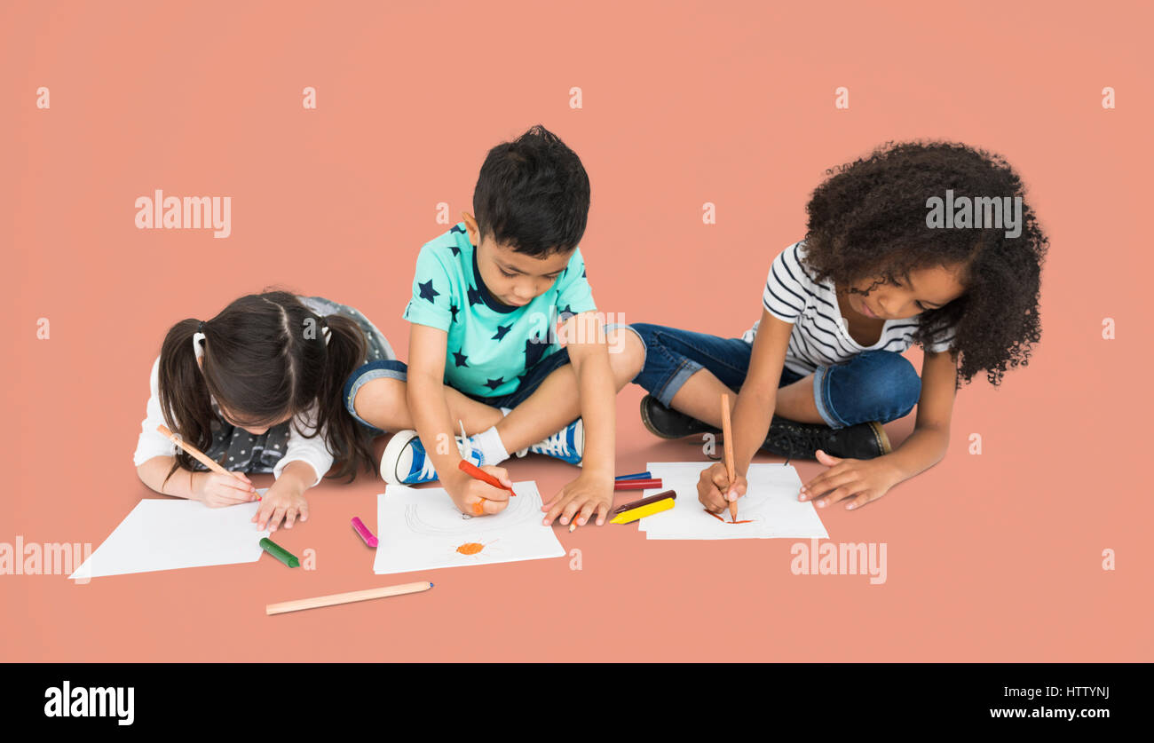 Little Children Drawing Sketching Concept Stock Photo - Alamy