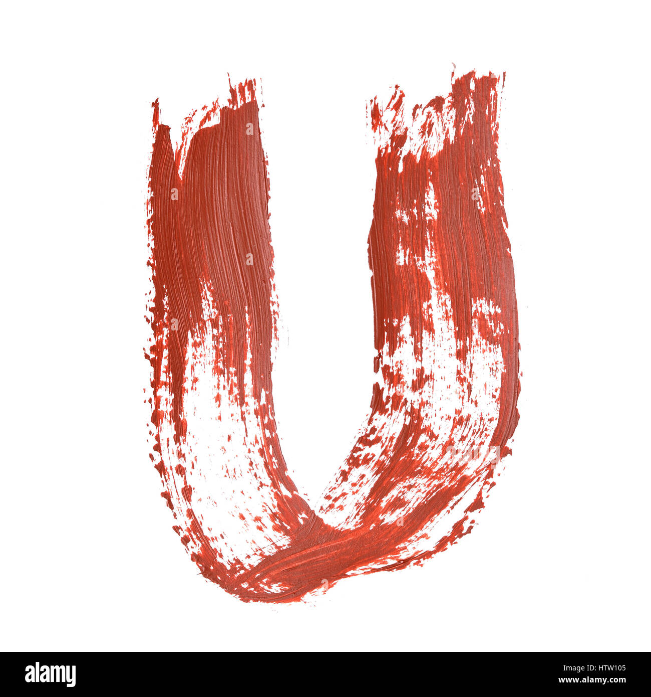 U - Red letters over white background Stock Photo