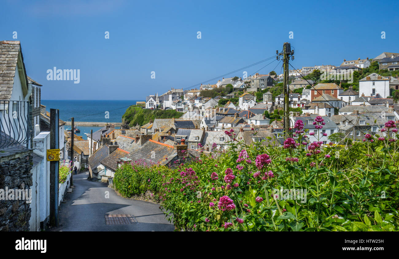 United Kingdom, South West England, Cornwall, Port Isaac, view from Church Hill Stock Photo