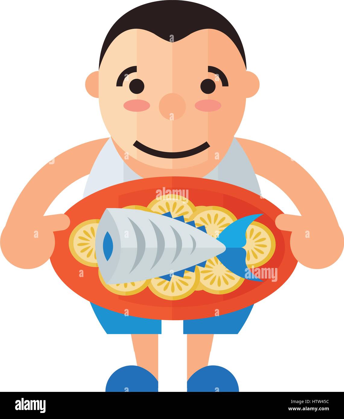 Man Waiter Fish Stock Vector Image & Art - Alamy