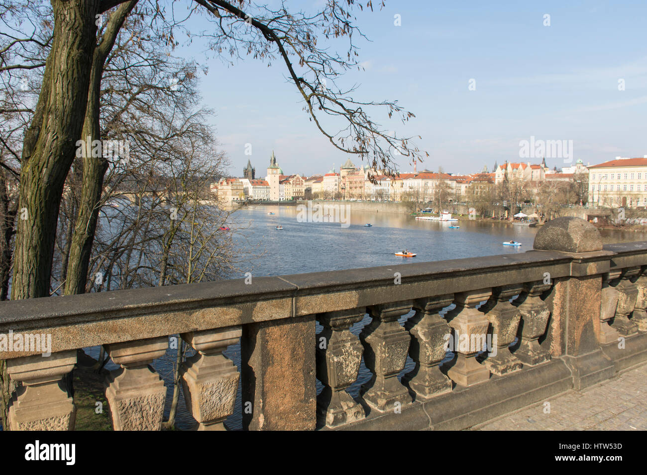 View of Prague and Vltava River from Charles bridge, Prague, Czech Republic Stock Photo