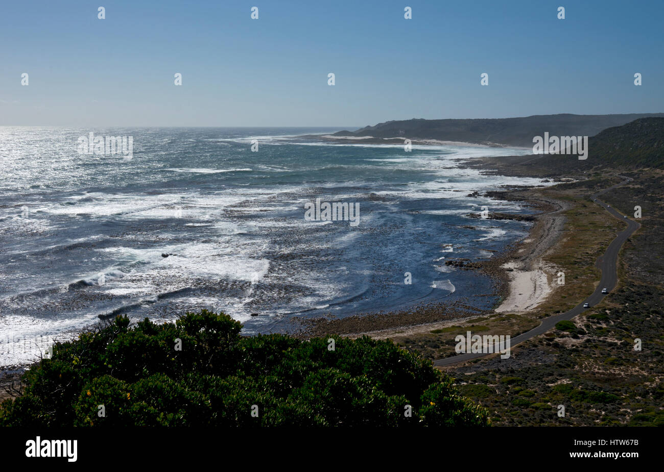 view from Cape of Good hope along Maclear Beach,Cape Point National Park,Cape Town,South Africa Stock Photo