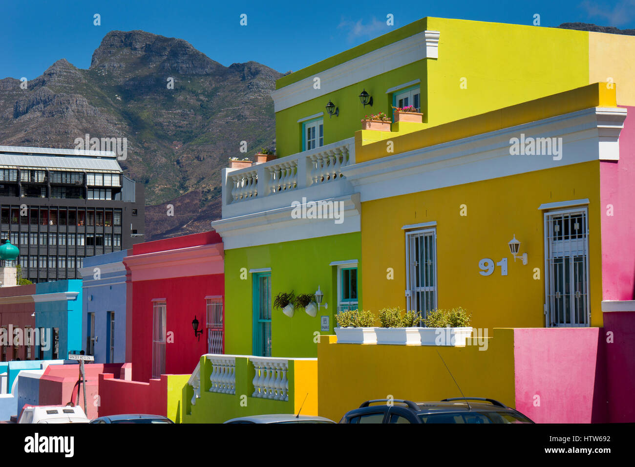 Bo-Kaap (Malay) area of Cape Town,Signal Hill,South Africa Stock Photo
