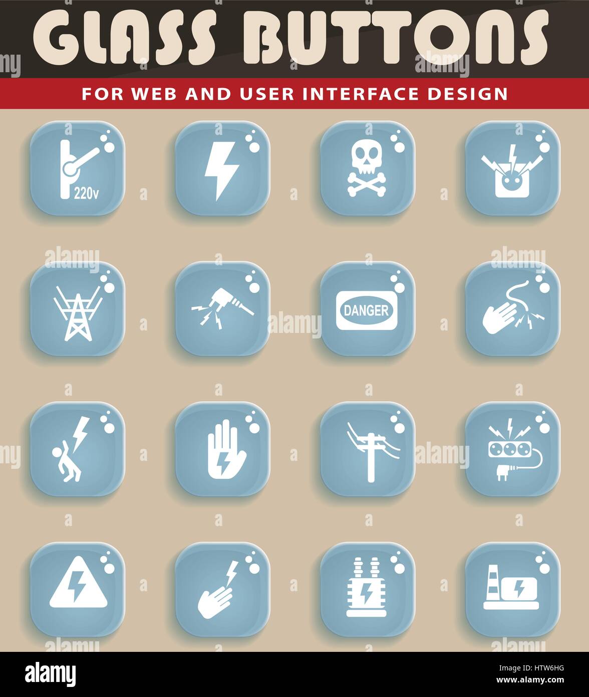high voltage web icons for user interface design Stock Vector