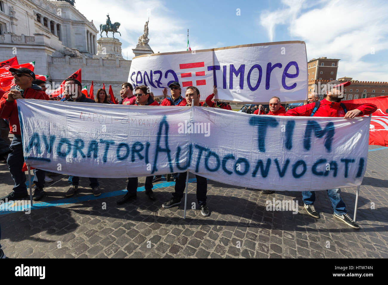 Rome, Italy. 14th Mar, 2017. Employees of TIM, an Italian brand owned ...