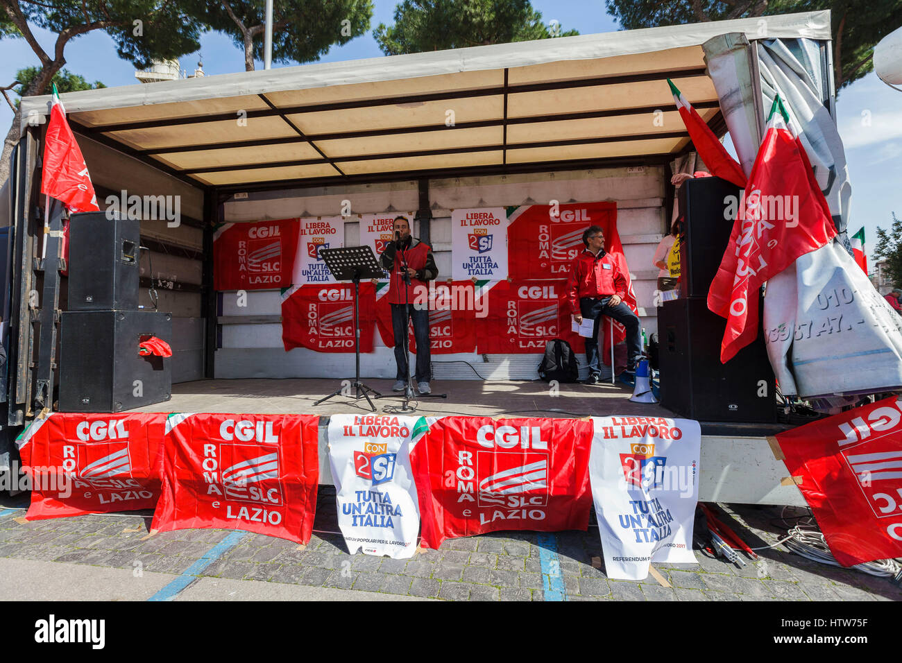 Rome, Italy. 14th Mar, 2017. Employees of TIM, an Italian brand owned ...