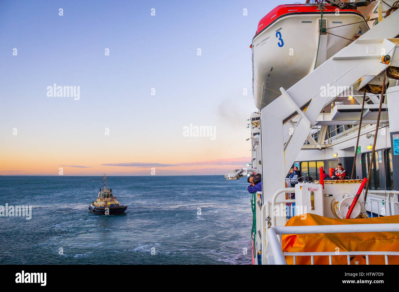 The New Spirit of Tasmania ship arriving at Port Melbourne Stock Photo